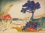 André Derain, Paysage de l’Arbre Bleu, 1959, Lithograph with pochoir on wove paper