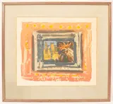 Michael Rothenstein, Cockerel and City, lithograph in colours