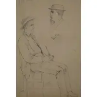 George Frederick Bensell, Man Holding a Pipe, Pencil on paper