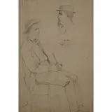 George Frederick Bensell, Man Holding a Pipe, Pencil on paper