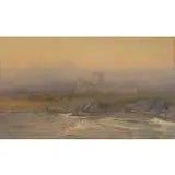 William Trost Richards, Coastal Landscape With Castle Ruins, Watercolor