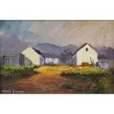 Marc Poisson, House in landscape, Oil on board, signed