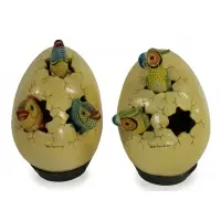 Sergio Bustamente, Two eggs with parrots and fish