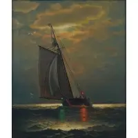 James Gale Tyler, Sailing at Night, Oil on canvas