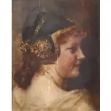 Wilhelm Lindenschmidt, Portrait of a Woman with Renaissance Headdress, Oil on panel