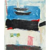 Dimosthenis Kokkinidis, Drapetsona (A Window view in Drapetsona, Greece), 1964, Oil on paper laid to board