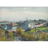 Rudolf Jacobi, Coastal Town With The Days Laundry