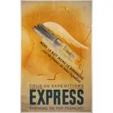 Paolo Garretto, Express Train Chemins de fer Francais, Stone lithograph on paper