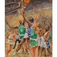 Kamil Kubík, Boston Celtics vs. New Jersey Nets, Oil on canvas