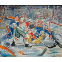 Kamil Kubík, New Jersey Devils Vs. Edmonton Oilers', Oil on canvas