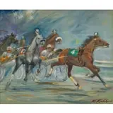 Kamil Kubík, Meadowlands Harness Racing', Oil on canvas