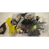Edward Avedisian, Untitled Abstract Composition, Mixed media with watercolor and collage on paper