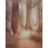 Thomas Virgil Troyon Hill, Figures Camping Amongst the Redwoods, Oil on canvas