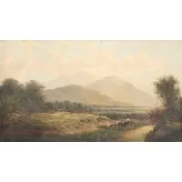 William Hart, A Bucolic Hudson River View with Cows, Oil on canvas