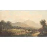 William Hart, A Bucolic Hudson River View with Cows, Oil on canvas