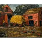 Louis Bosa, Farmyard With a Hay Wagon