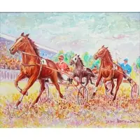 Jean Lareuse, Harness Racing, Oil on canvas