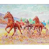 Jean Lareuse, Harness Racing, Oil on canvas