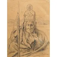 Oscar E. Berninghaus, Portrait of Geronimo (1829-1909), Pencil on paper