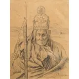 Oscar E. Berninghaus, Portrait of Geronimo (1829-1909), Pencil on paper