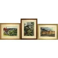 Walking Home from Work by Alan Blackman, Three Watercolor Views: (i) 'Walking Home from Work', offered Jun 2024