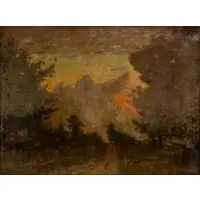 Man on a Path with a Dog by Worthington Whittredge, Oil on canvas, offered Jun 2024