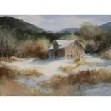 Marion B Brown, Untitled, Marion Brown AWS watercolor of snow scene