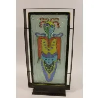 Silvio Vigliaturo, Untitled, Large Art Glass Sculpture encased in a metal frame / stand