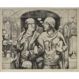 Kenneth Hayes Miller, Leaving the Shop, Etching