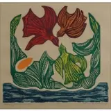 Bernece Berkman, Birds of the Sheltered Bay, Embossed colored etching