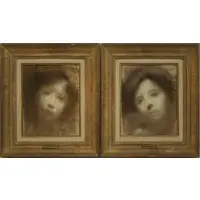 Eugène Carrière, Female Head (tilting right), Pair of Female Portraits: (i) 'Female Head (tilting right)' Pastel on paper laid to board
