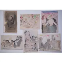 René Bouché, On the Way Home from the Theater in Pitch Black Street, Watercolor and ink on paper