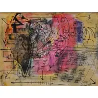 Dennis Masback, Untitled, Mixed media, ink, and collage on paper