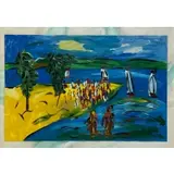 Peter Robert Keil, Sail Boats with Figures on Beach