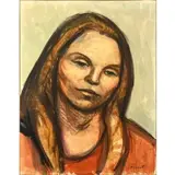 Charles Phillippe Perrot, Portrait of a woman, Watercolor, pencil, and chalk on paper board