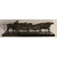 Immi C. Storrs, 4 Horses 3 Riders, Large bronze sculpture