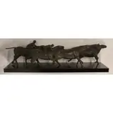 Immi C. Storrs, 4 Horses 3 Riders, Large bronze sculpture