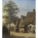 H. Peeters, Cottage Scene, Oil on mahogany panel