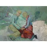 Joseph Meert, Untitled- Seated Couple, Oil on canvas