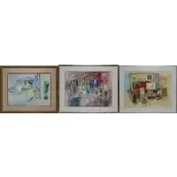 Roger Bertin, (1) Wedding Reception, Grouping of 3 watercolors on paper