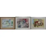 Roger Bertin, (1) Wedding Reception, Grouping of 3 watercolors on paper