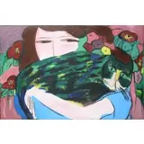 Walasse Ting, I Think Of You, Oil on canvas, titled "I Think Of You" on reverse, and signed "ting / 86"