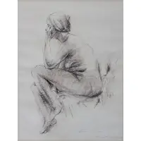 Figure study by Brian Win?, Graphite on paper, offered Jul 2023