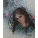 C.K. Chien, Portrait of a girl, Oil on canvas