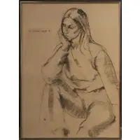 Mia Blumenstock, 71 to top left. From a Larchmont, NY estate. Dimensions: 39.5, Charcoal on paper