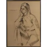 Mia Blumenstock, 71 to top left. From a Larchmont, NY estate. Dimensions: 39.5, Charcoal on paper