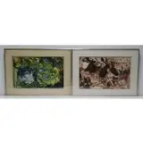 Fred G. Hauck, ( 2 ) Abstract compositions, Oils on board or thick canvas? 1 signed and dated lower right and 1 apparently unsigned