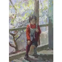 Tatia Under a Cherry Tree by John Wurderman, Oil on canvas, offered Mar 2023