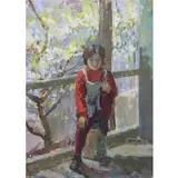 John Wurderman, Tatia Under a Cherry Tree, Oil on canvas