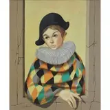 George Garland, Harlequin, Oil on canvas-board